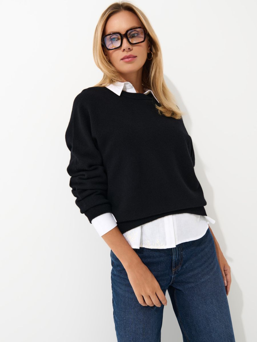 Wełniany czarny sweter - czarny - MOHITO