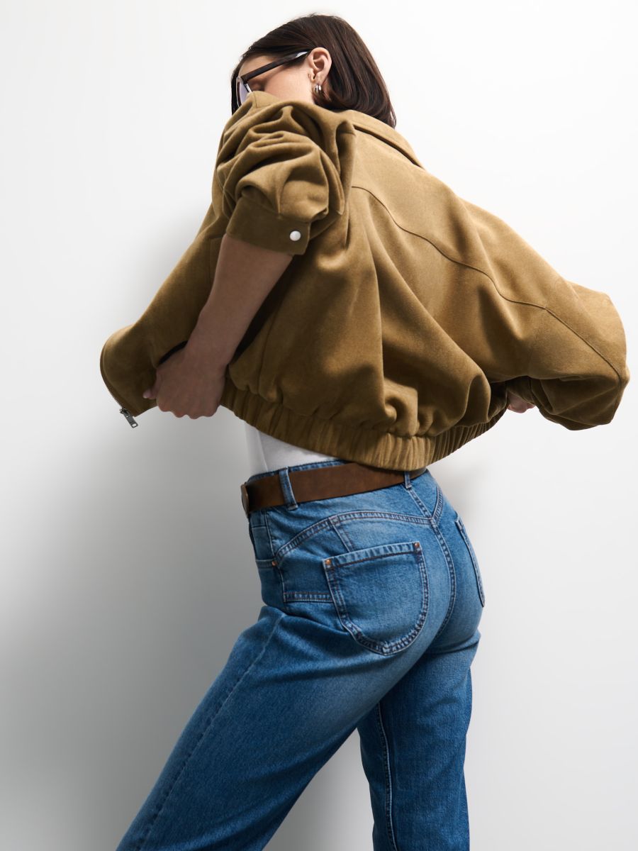 Blugi mom slim Blugi mom slim - Albastru - MOHITO