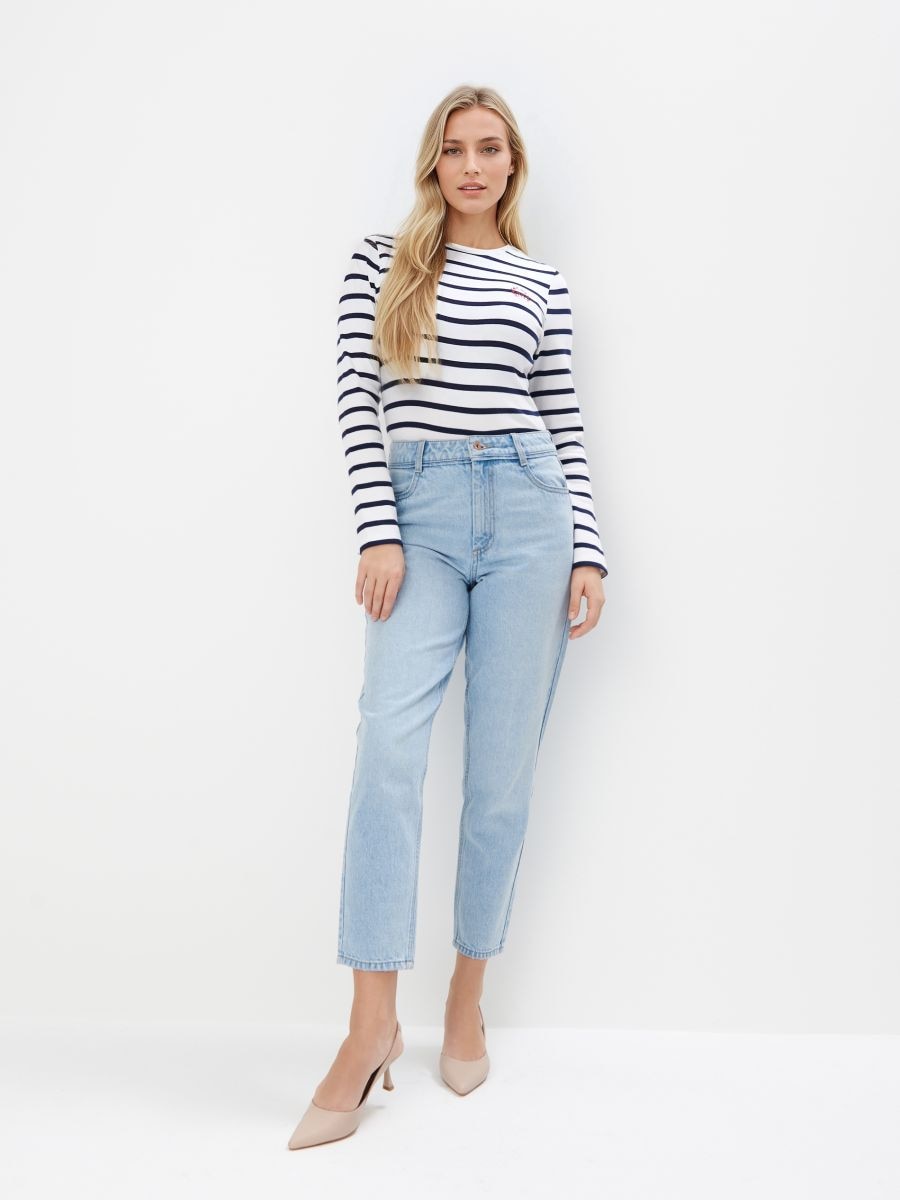 Jeansy mom fit - niebieski - MOHITO
