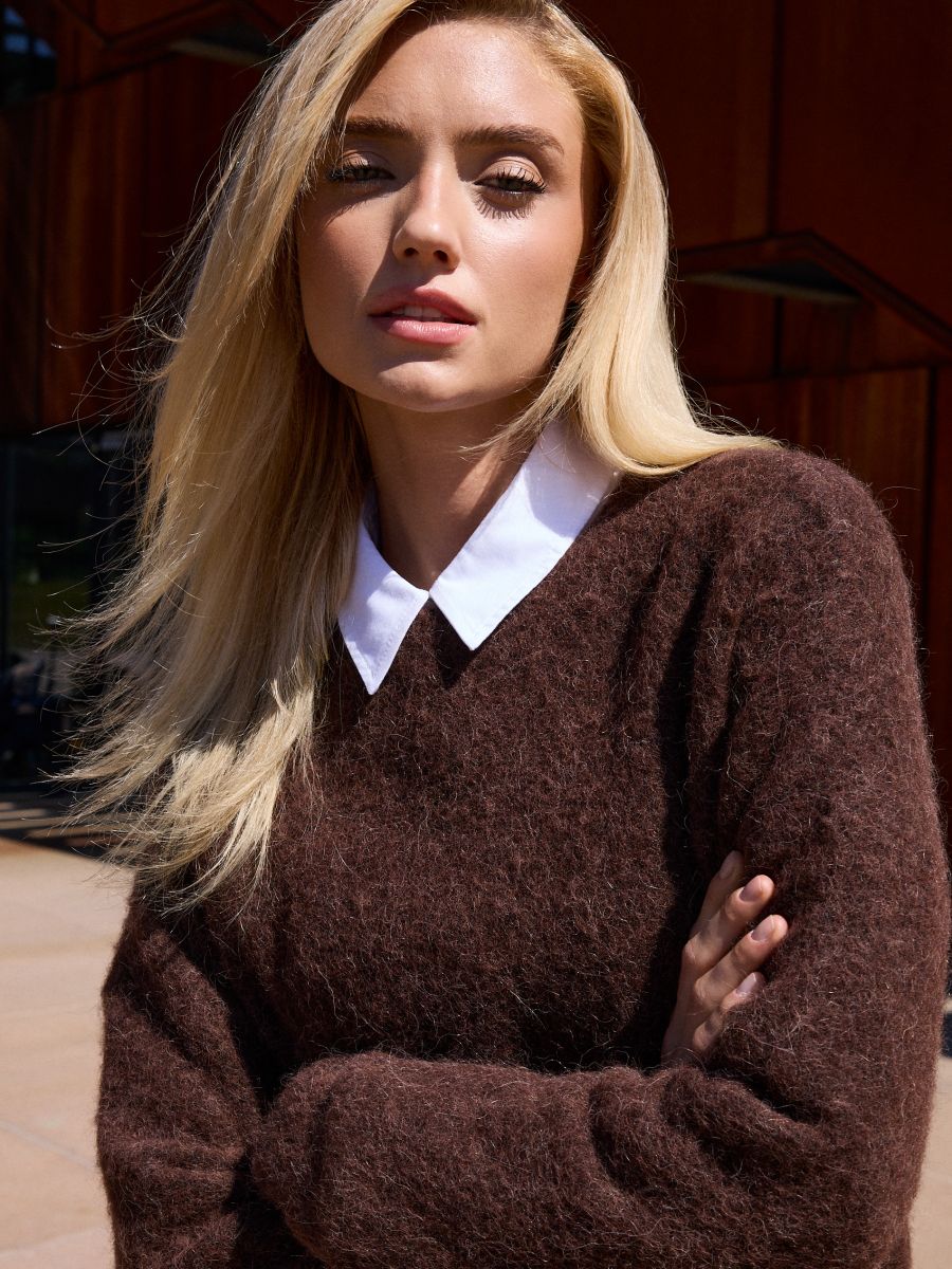 Pulover cu lână alpaca Pulover cu lână alpaca - Maro - MOHITO