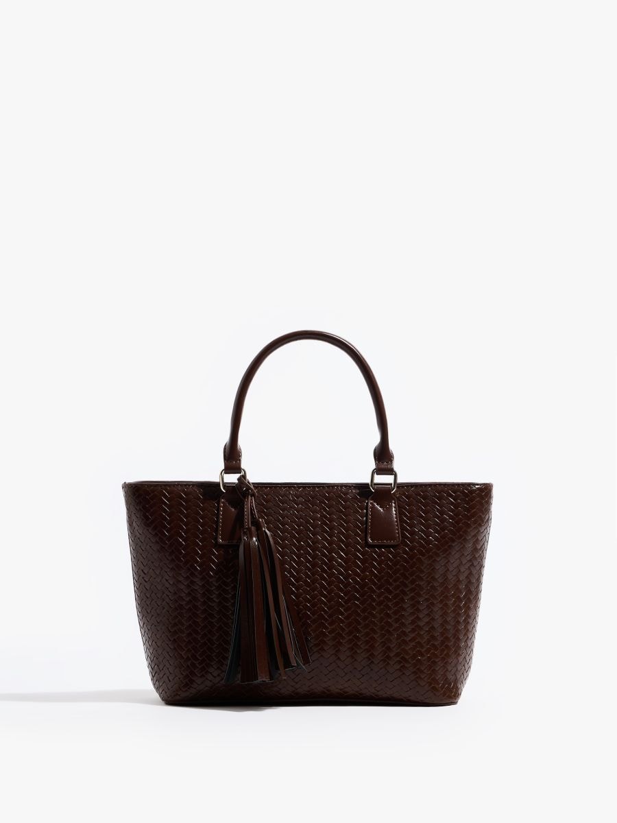 Torebka z brelokiem - ciemnobrązowy - MOHITO