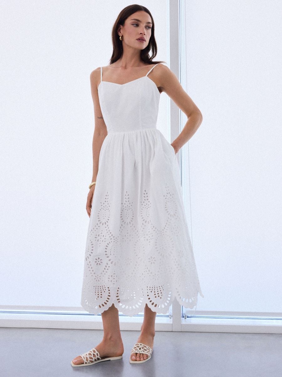 Rochie midi cu bretele Rochie midi cu bretele - Alb - MOHITO