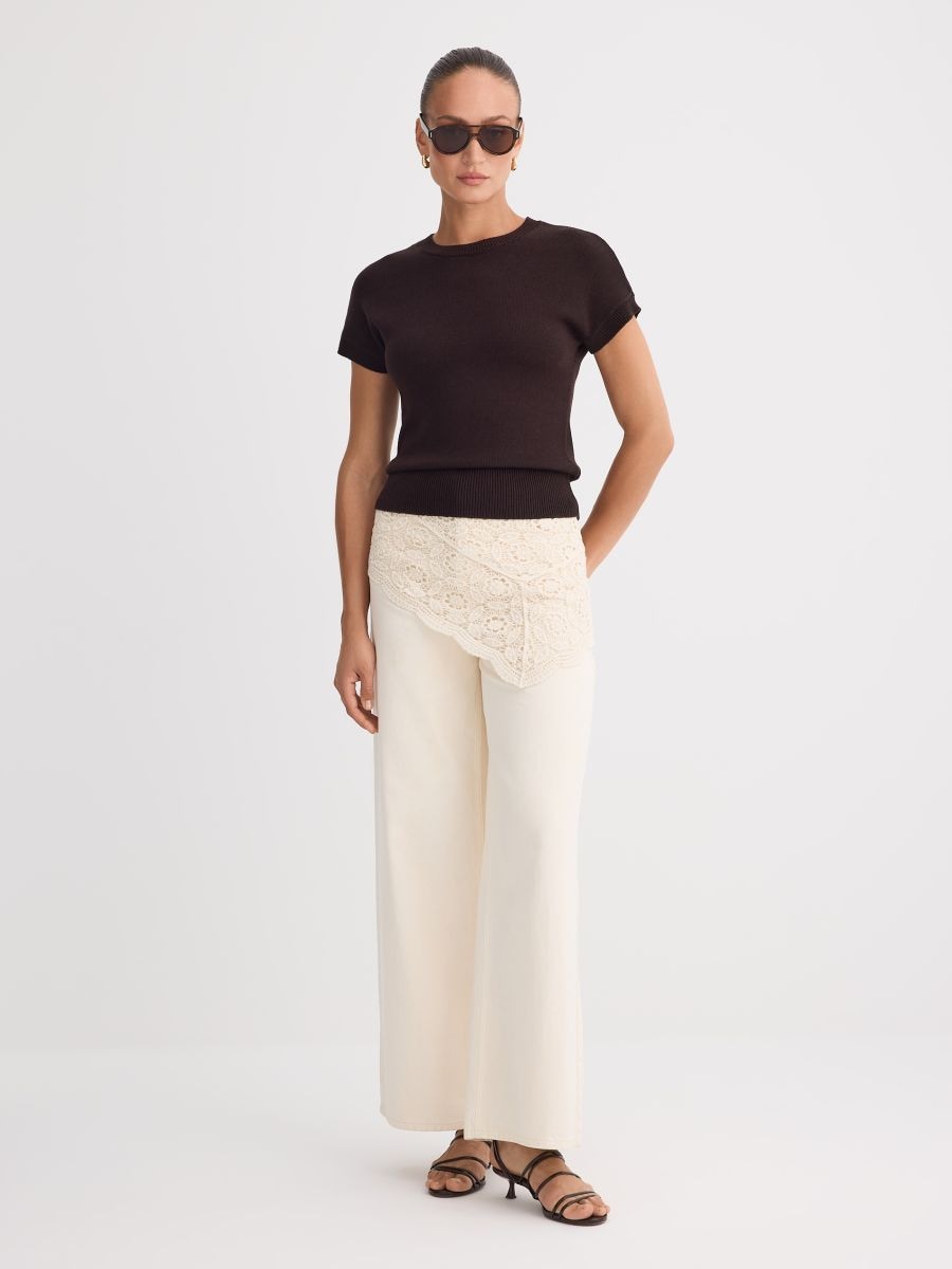 Sweter z krótkim rękawem Sweter z krótkim rękawem - brązowy - MOHITO