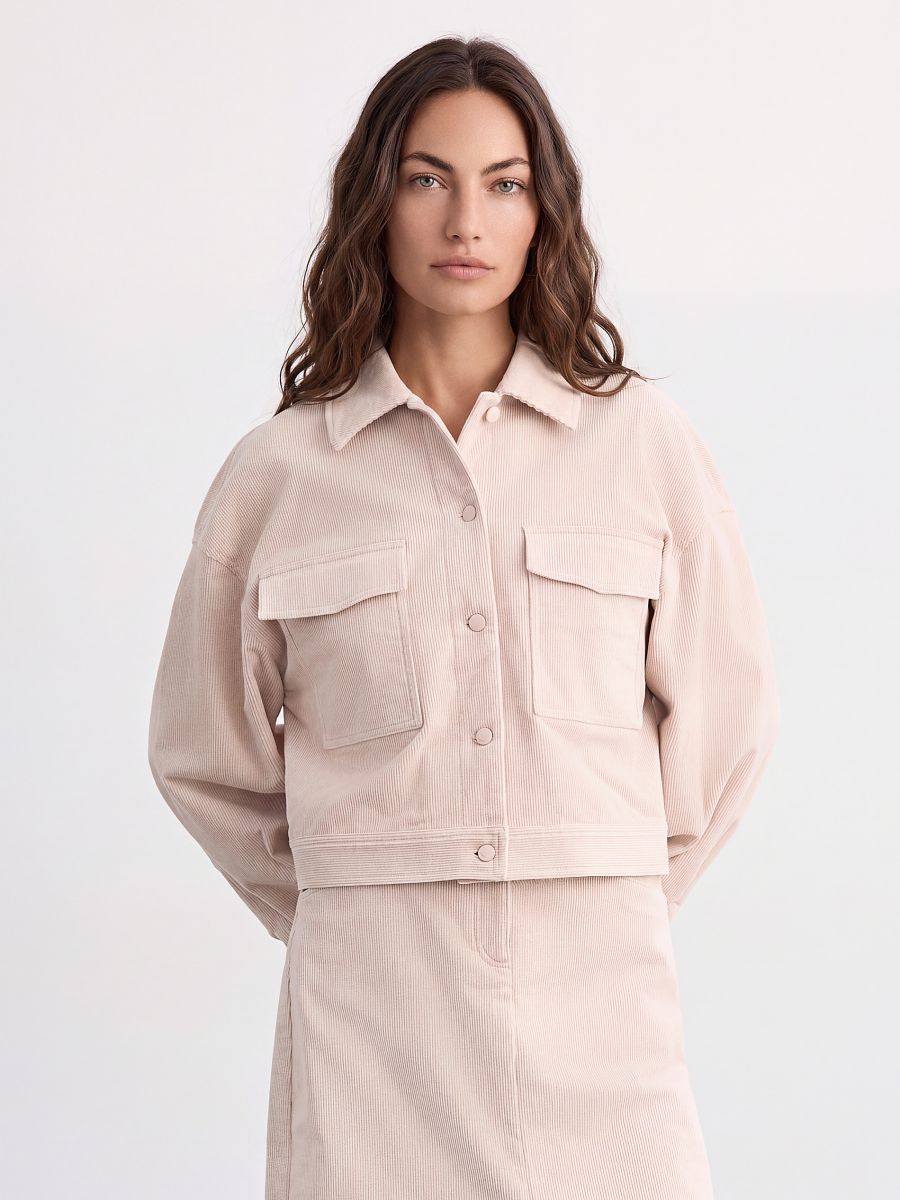 Geacă scurtă cu buzunare - Beige - MOHITO