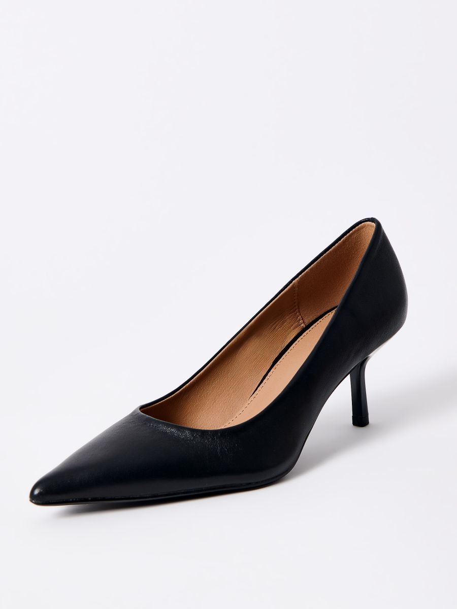 Pantofi escarpen din piele - Negru - MOHITO