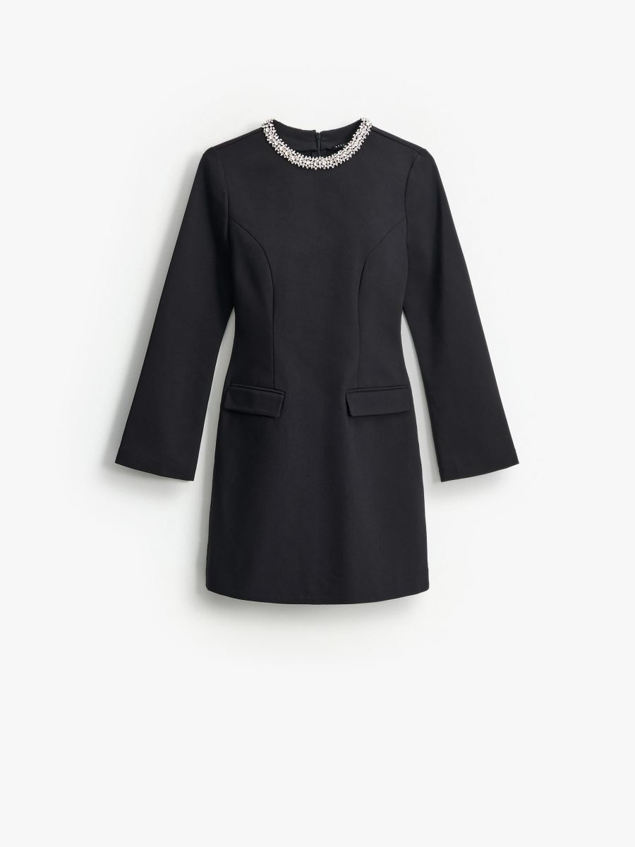 Sukienka mini z ozdobnym elementem - czarny - MOHITO