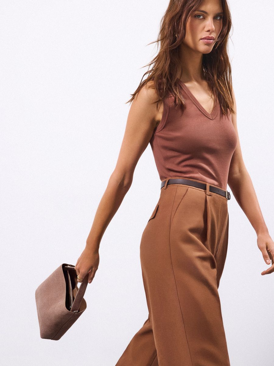 Geantă din piele - Beige - MOHITO