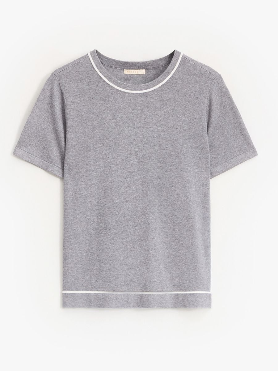 Sweter z krótkim rękawem - szary - MOHITO