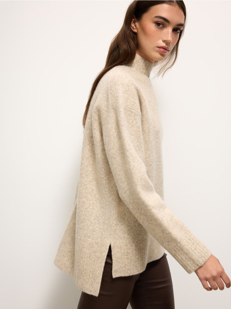 Pulover cu adaos de lână - Gri deschis - MOHITO