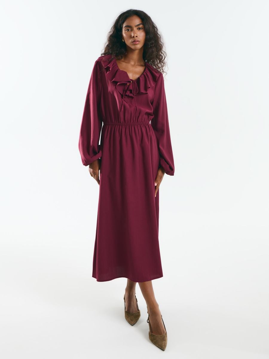 Sukienka midi z modalem - bordowy - MOHITO