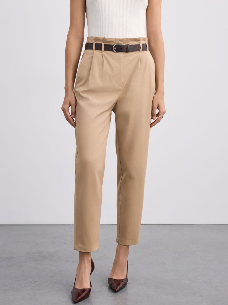 Pantaloni paperbag - Beige - MOHITO