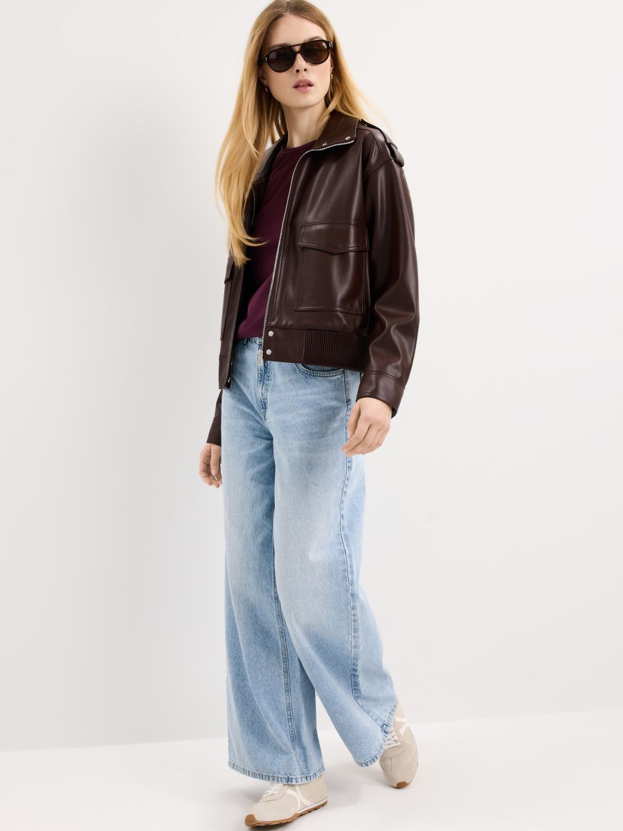 Jeansy wide leg petite - niebieski - MOHITO