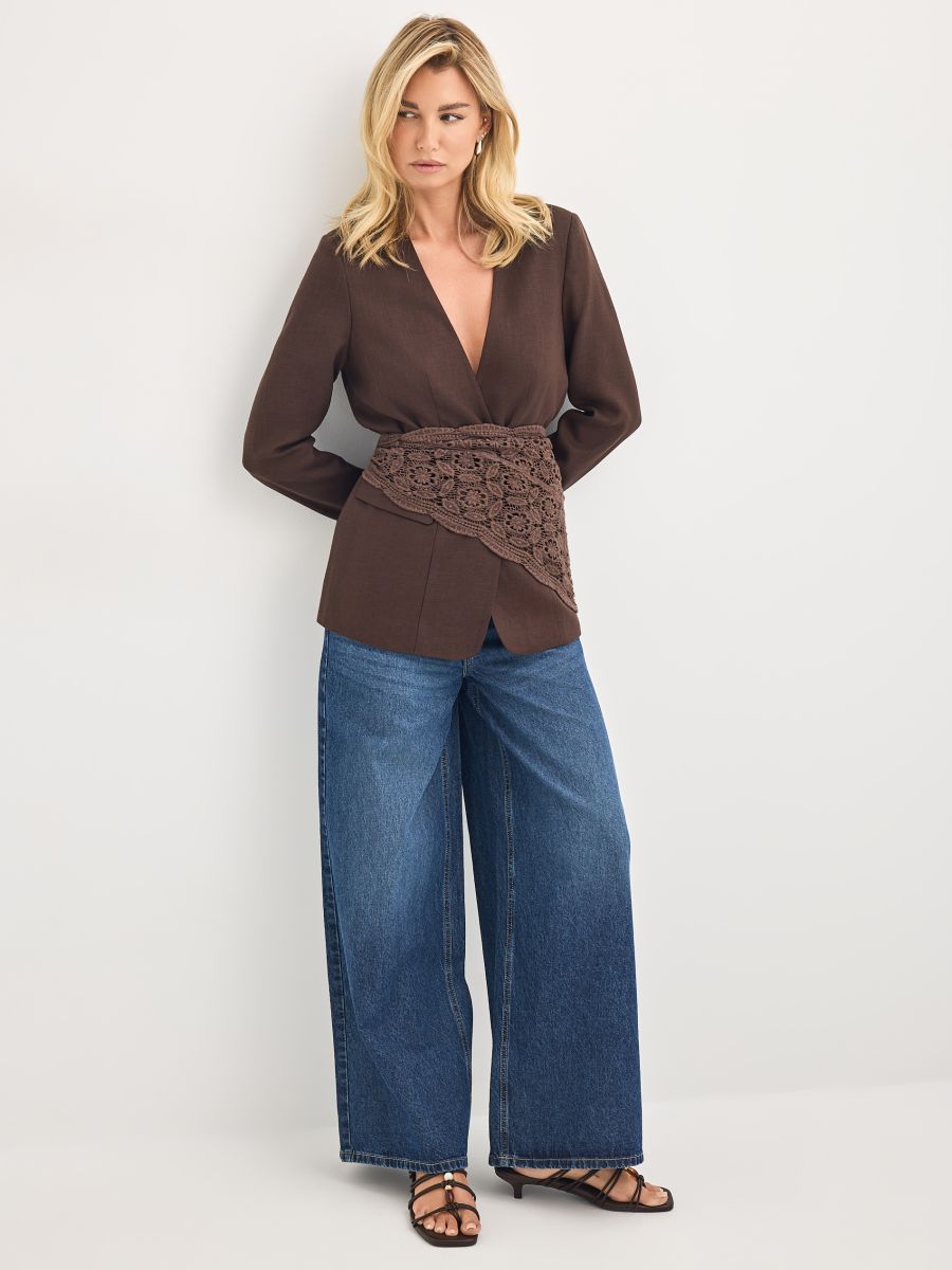 Jeansy wide leg petite - granatowy - MOHITO