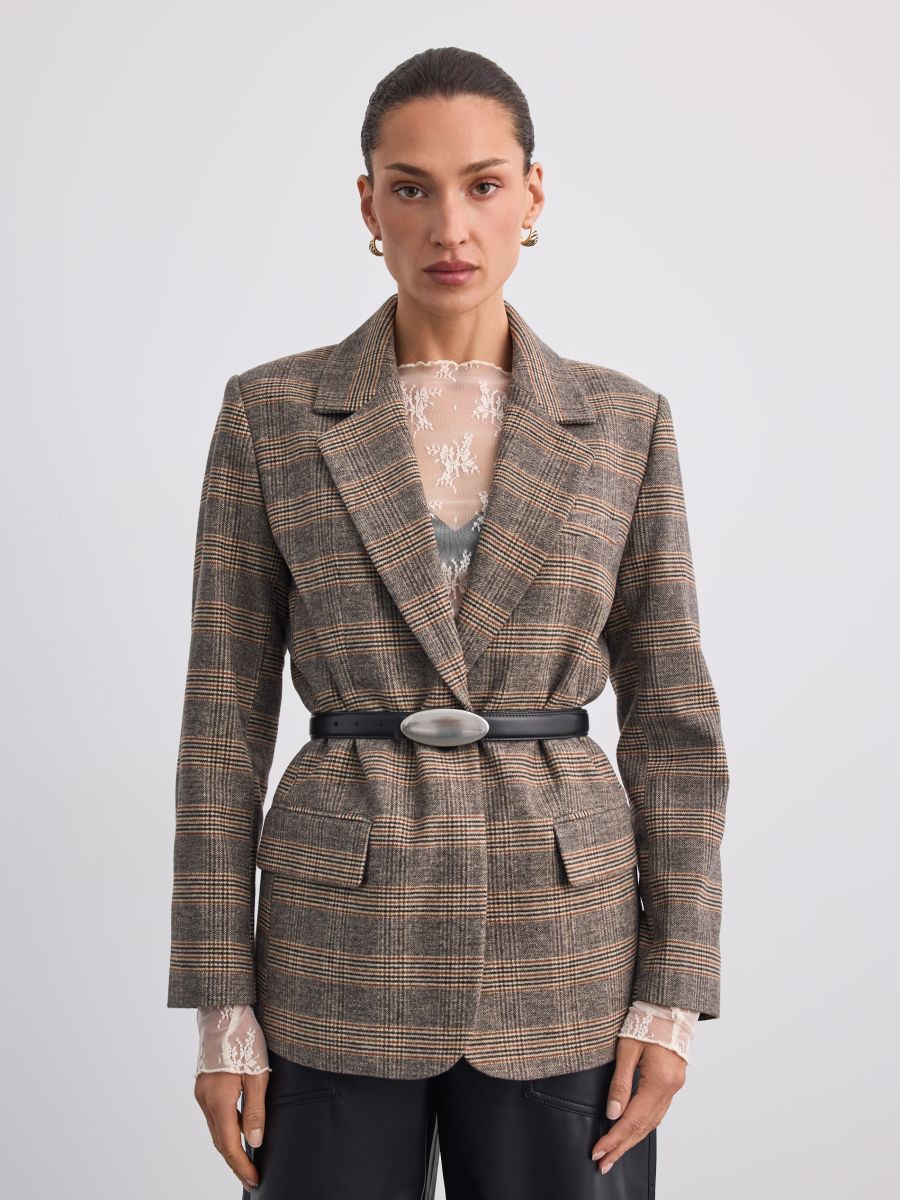 Marynarka regular fit w kratę Marynarka regular fit w kratę - szary - MOHITO