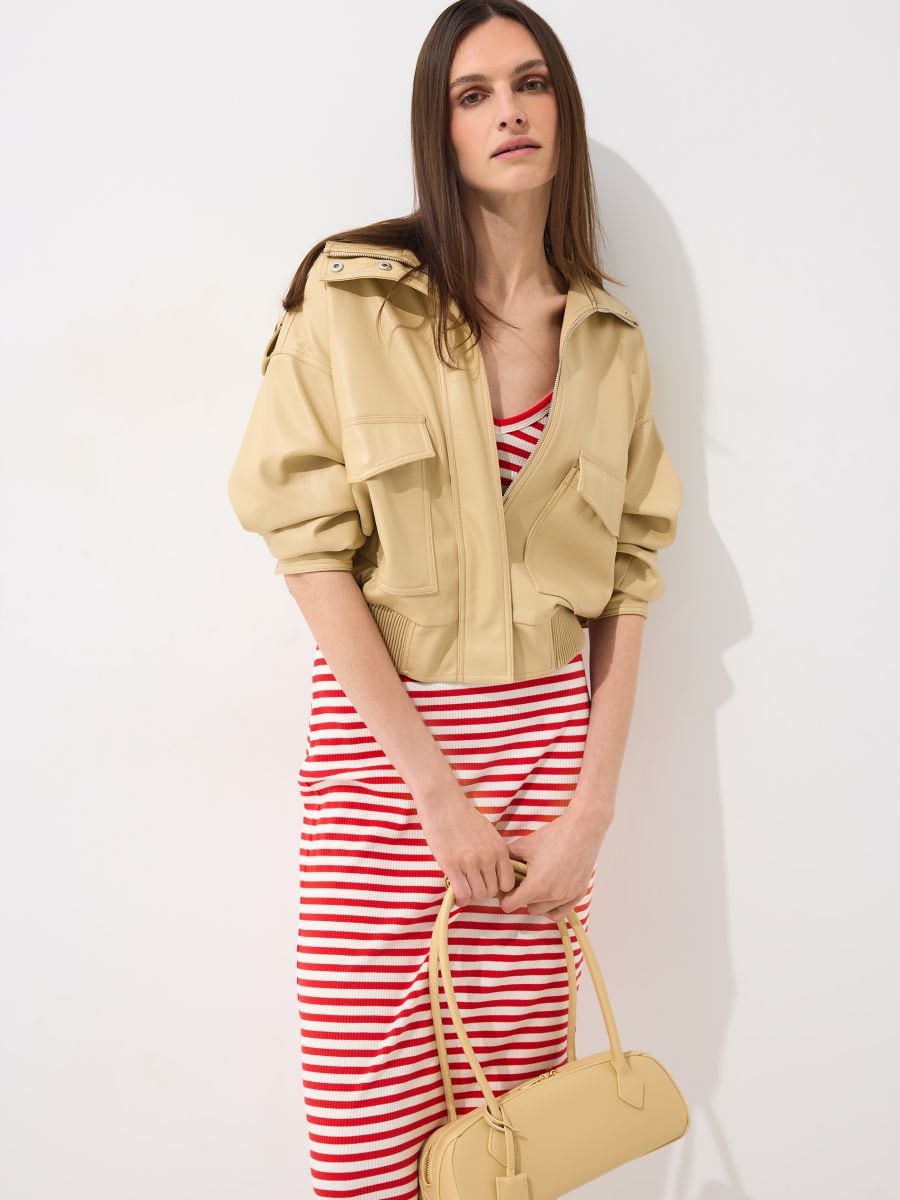 Sukienka midi w paski - czerwony - MOHITO