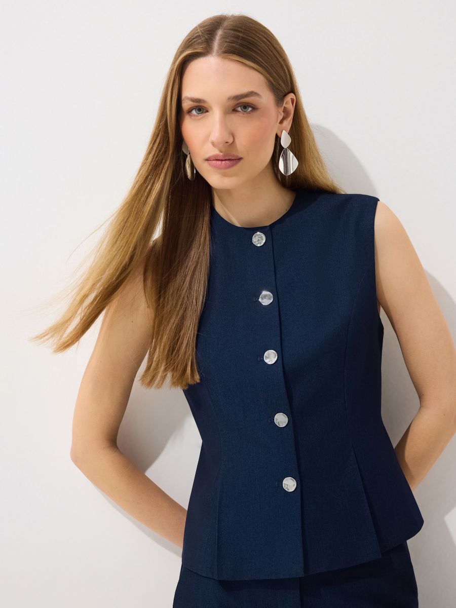Kamizelka z ozdobnymi guzikami - granatowy - MOHITO