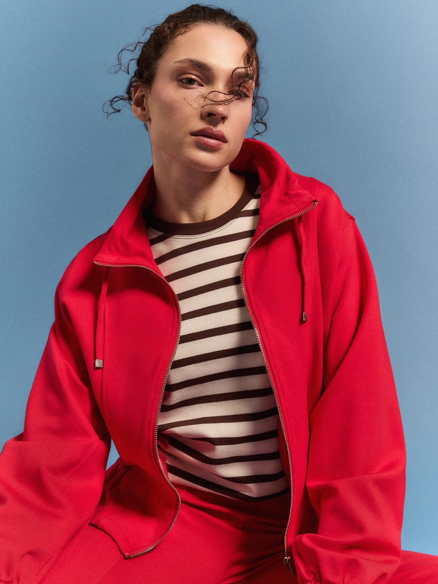 Bawełniany longsleeve w paski Bawełniany longsleeve w paski - kremowy - MOHITO