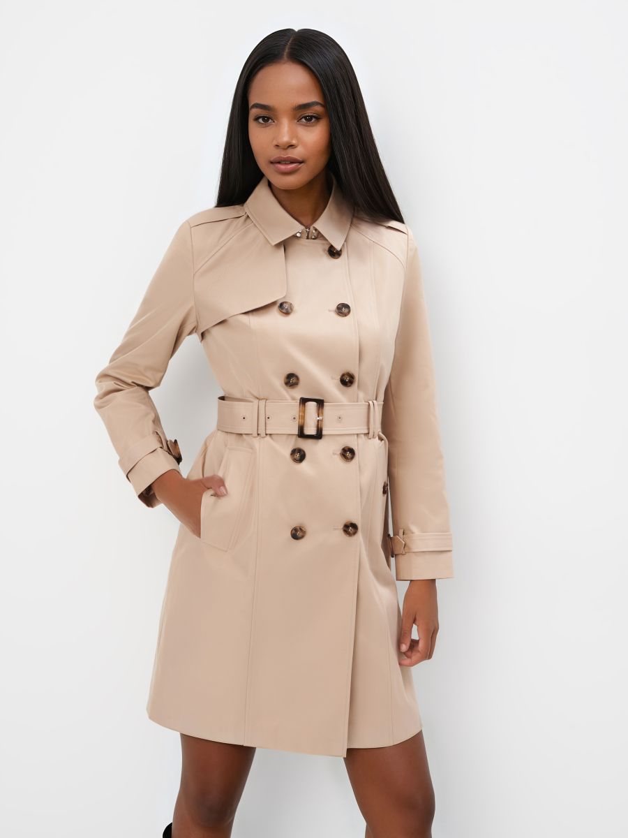 Beżowy trencz - beżowy - MOHITO