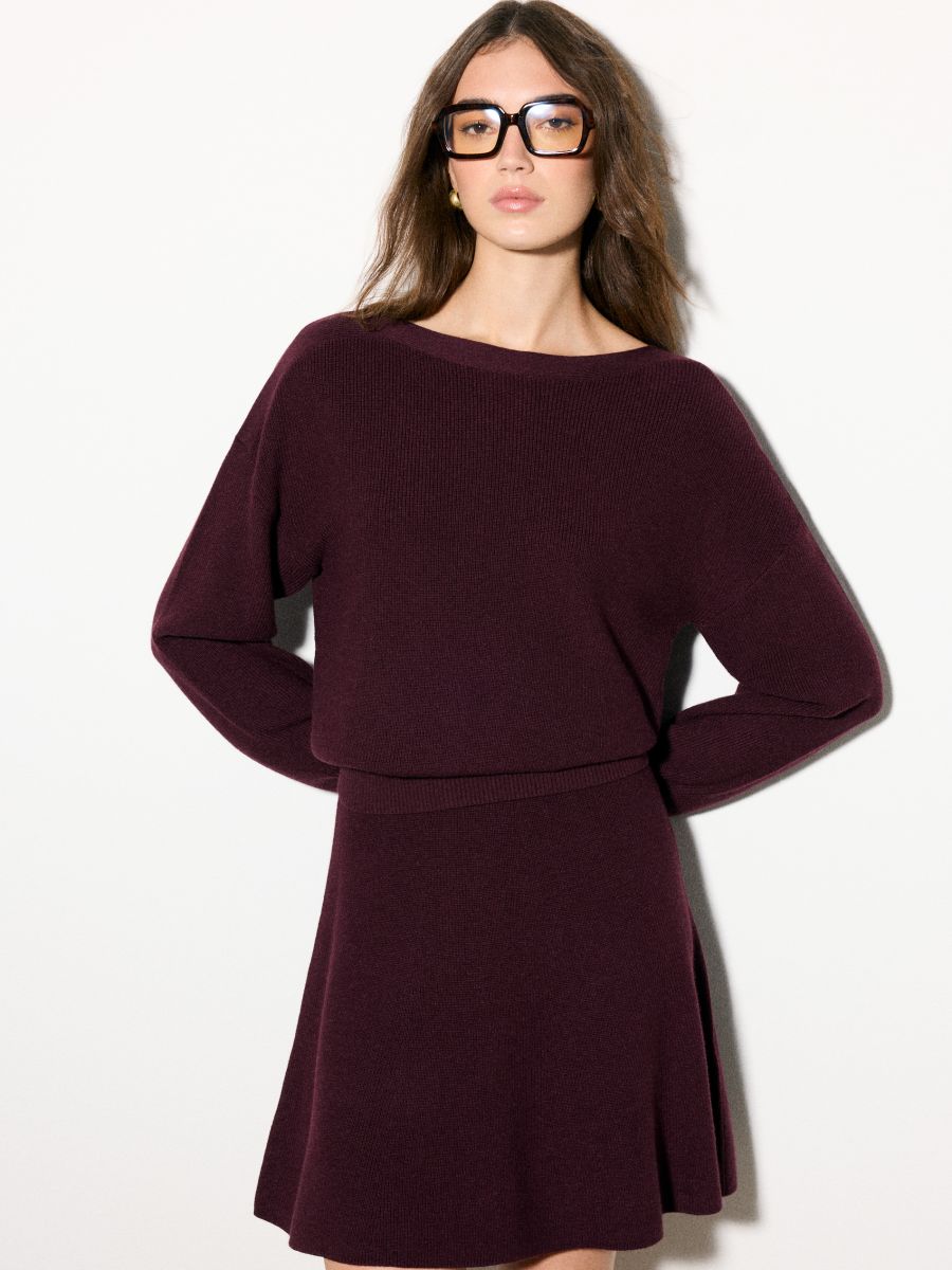 Sweter z bawełną Sweter z bawełną - bordowy - MOHITO