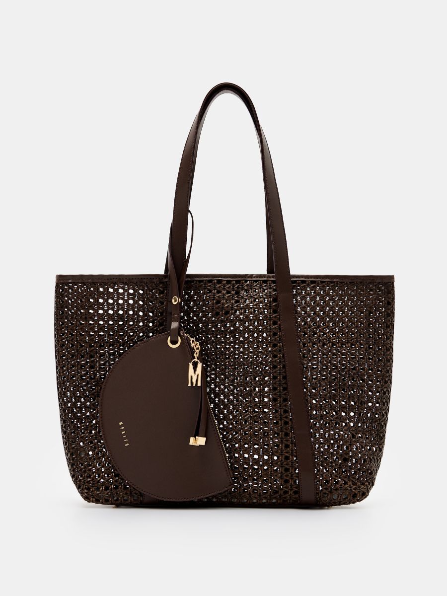 なべ Torebka z kosmetyczką Kolor ciemnobrązowy - MOHITO - 547BO-89X