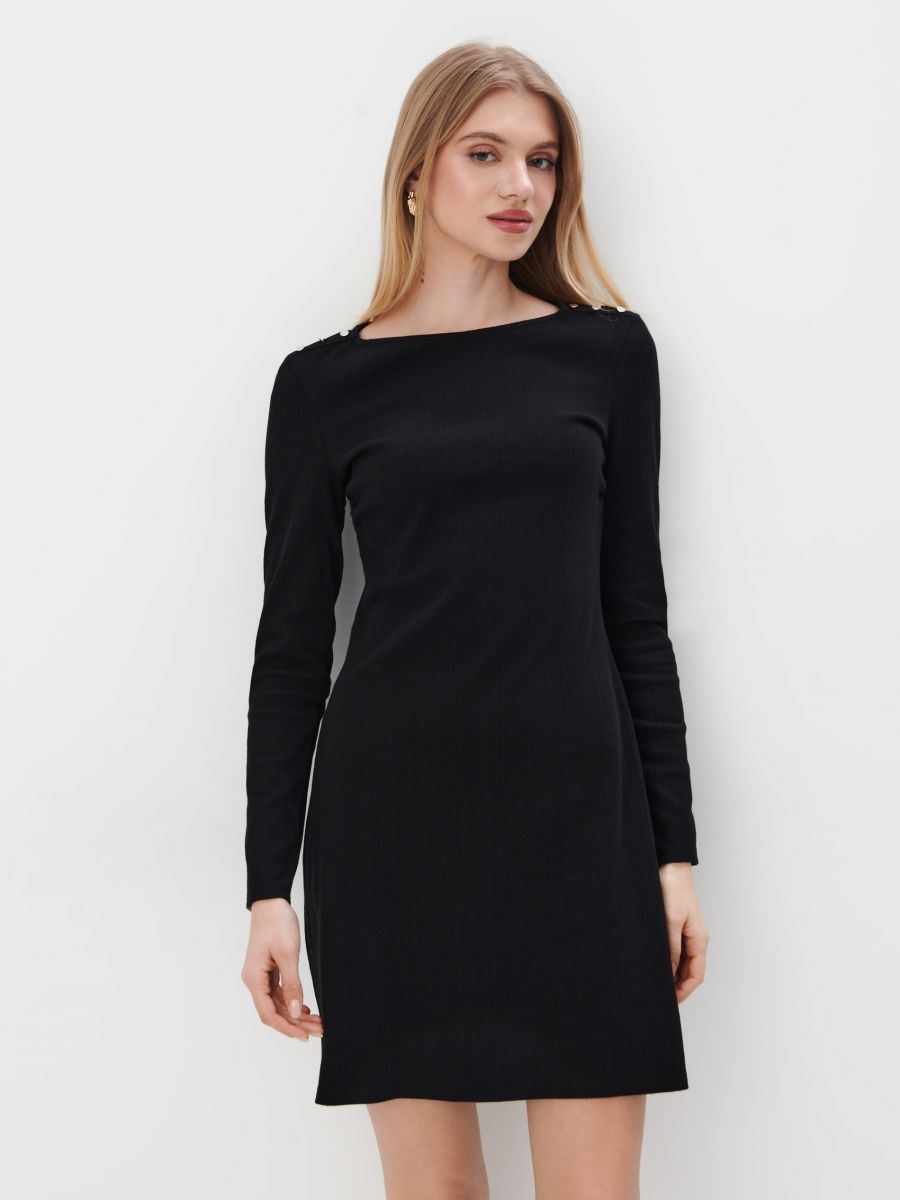 Bawełniana sukienka mini - czarny - MOHITO