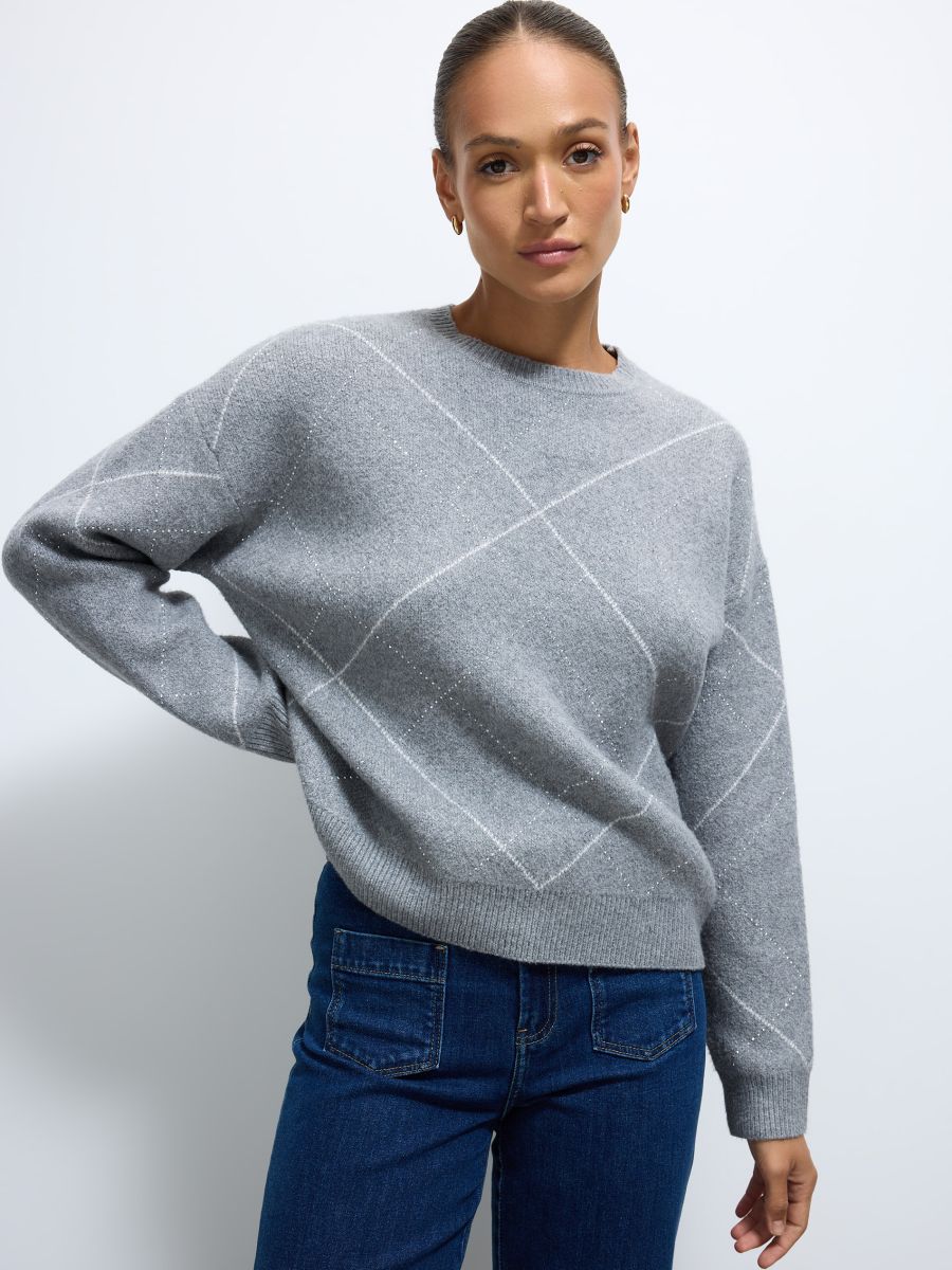 Sweter z geometrycznym wzorem - szary - MOHITO