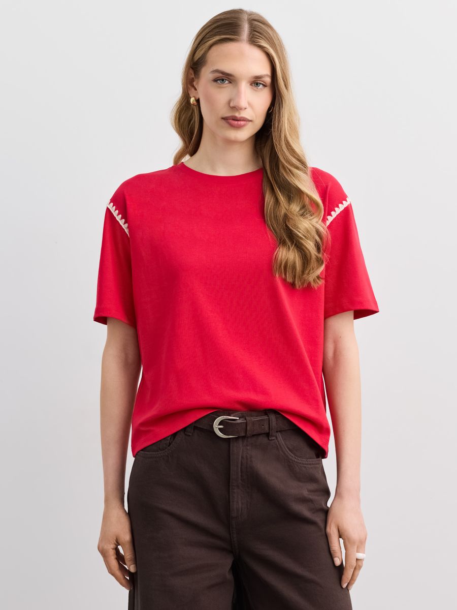 Tricou cu mâneci scurte - Roșu - MOHITO