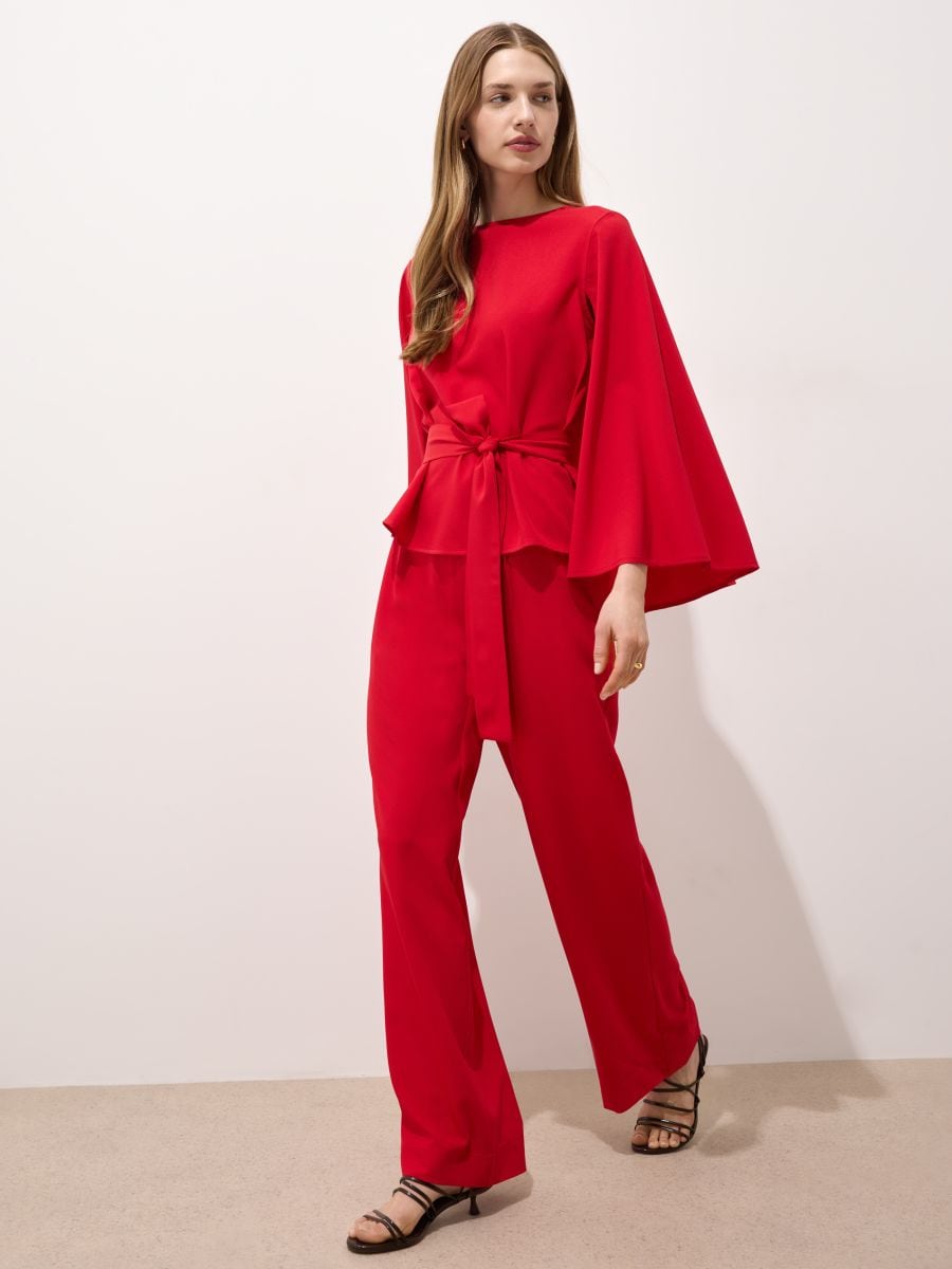 Spodnie wide leg - czerwony - MOHITO