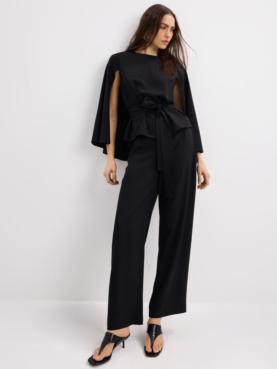 Spodnie wide leg - czarny - MOHITO