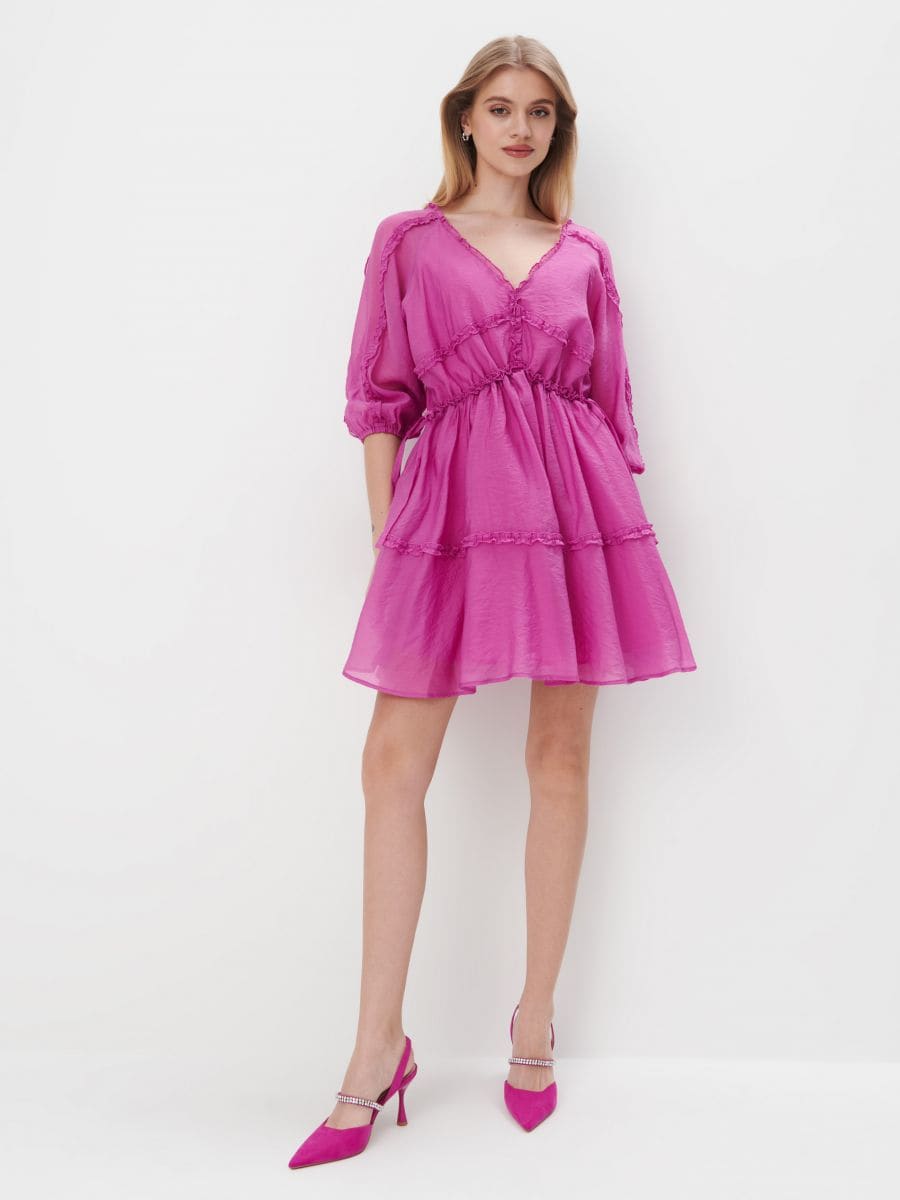 Sukienka mini z lyocellem - fioletowy - MOHITO