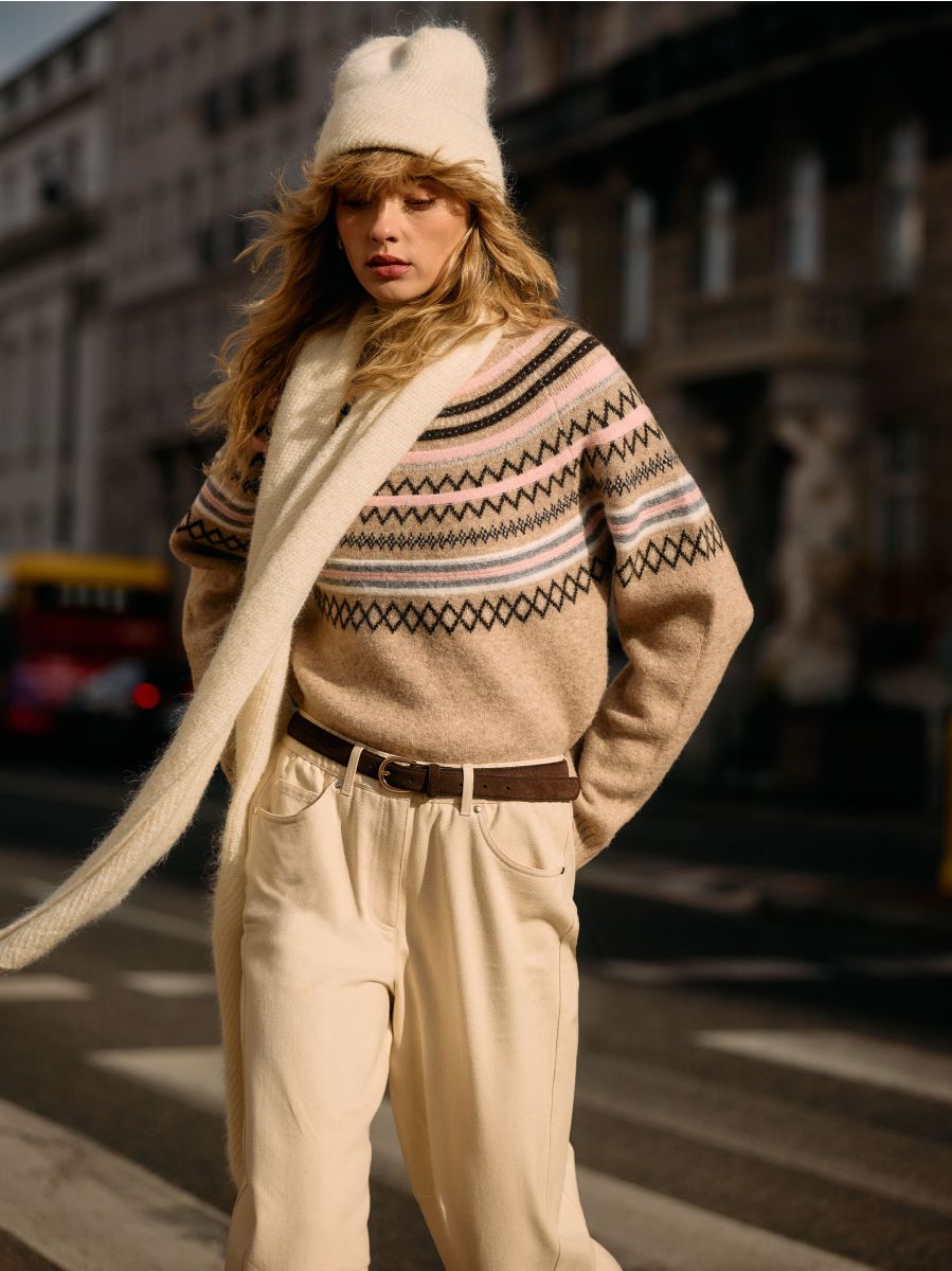 Pulover cu model Pulover cu model - Beige - MOHITO