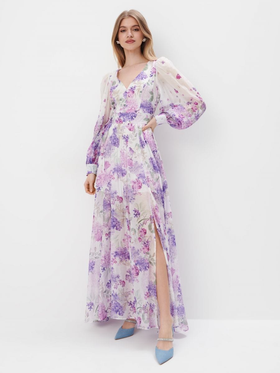 Sukienka maxi w kwiaty - fioletowy - MOHITO