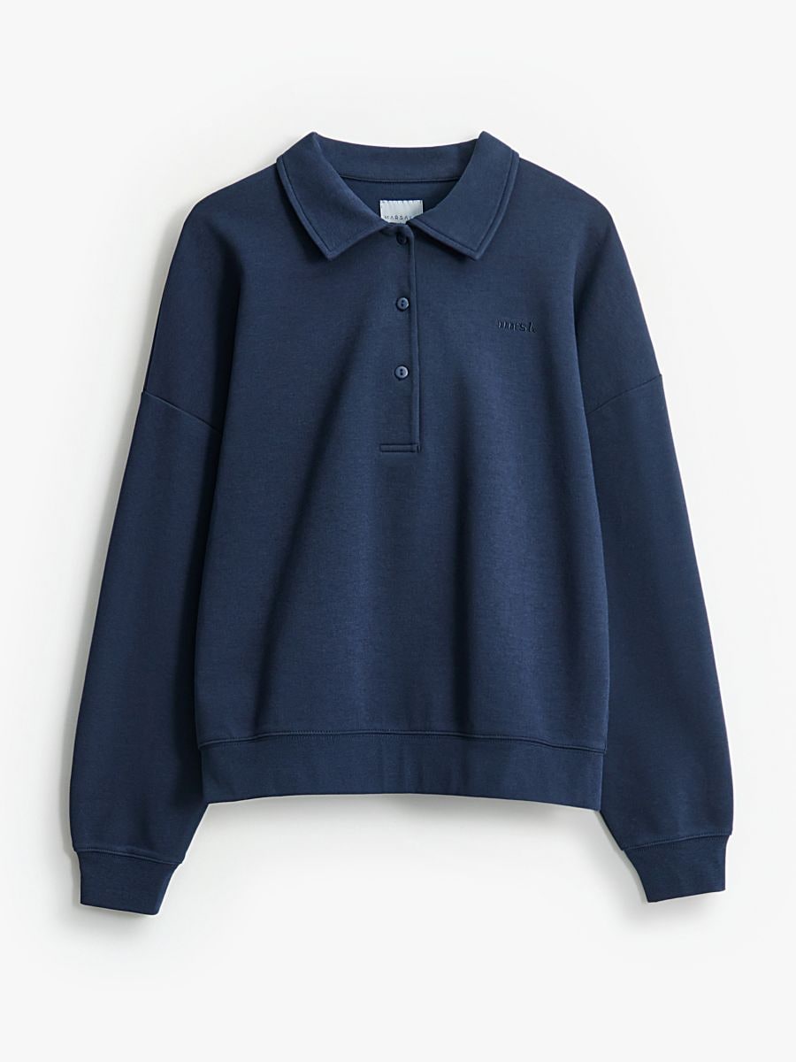 Longsleeve z kołnierzykiem - granatowy - MOHITO