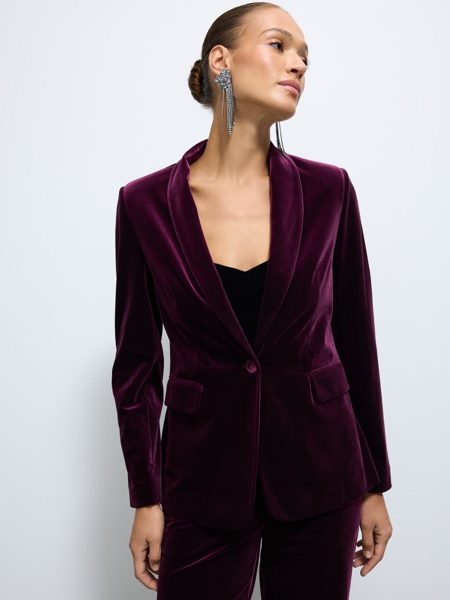 Welurowa marynarka - ciemny fiolet - MOHITO
