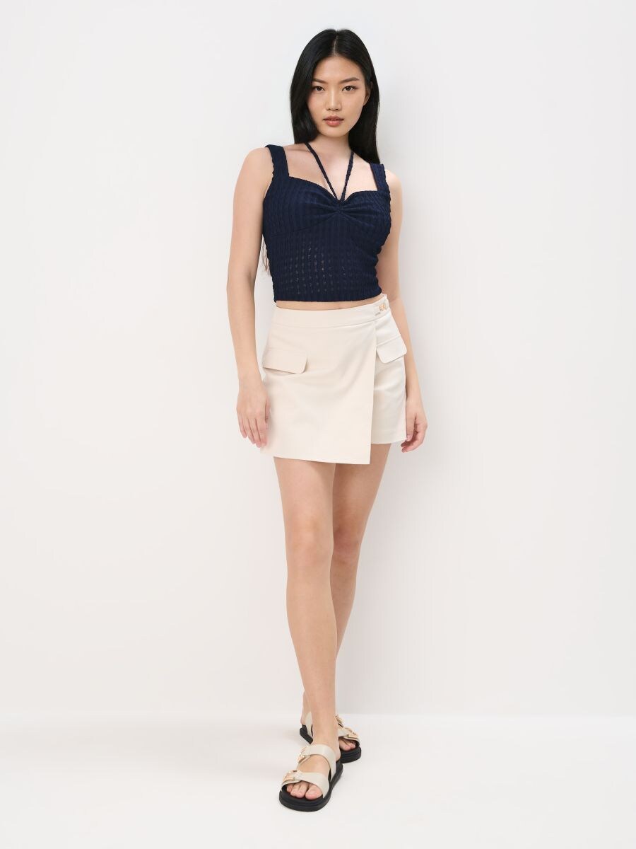 mokoです。 Beżowe spódnico-szorty Kolor beżowy - MOHITO - 585EC-02X