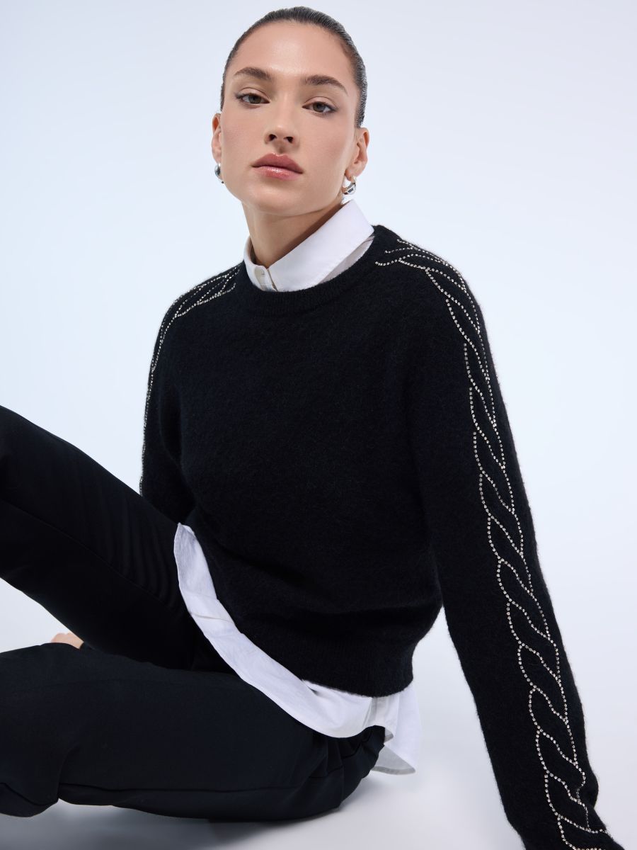 Sweter z wełną alpaki - czarny - MOHITO