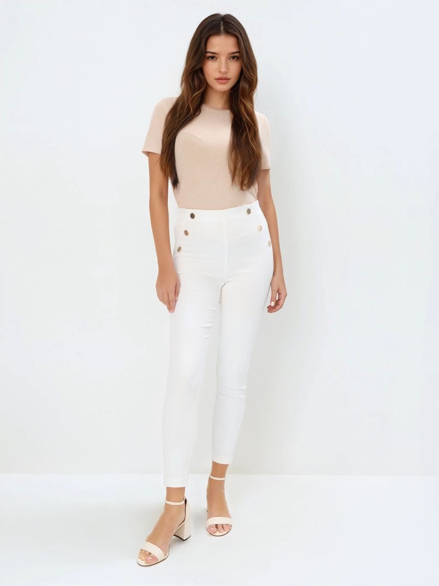 Spodnie skinny - kremowy - MOHITO