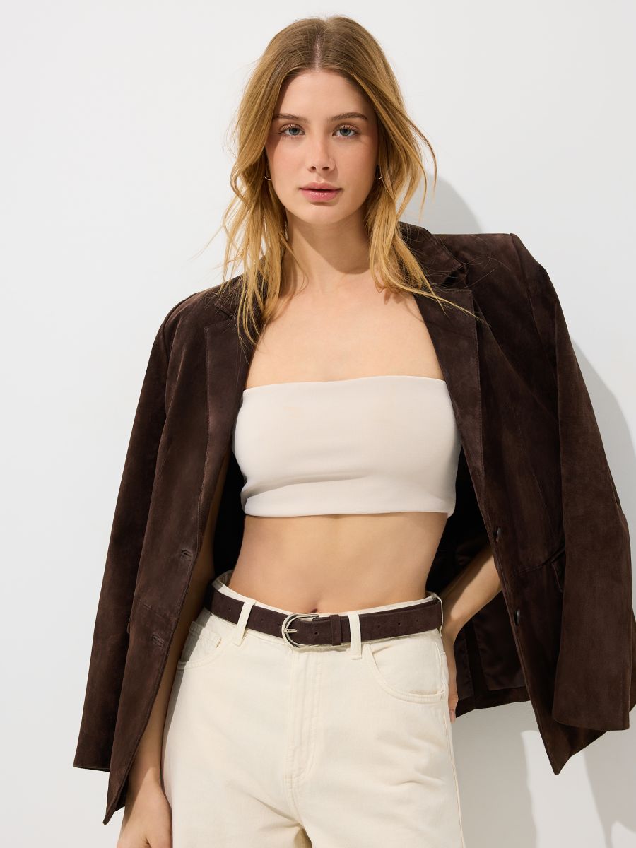 Top fără bretele - Beige - MOHITO