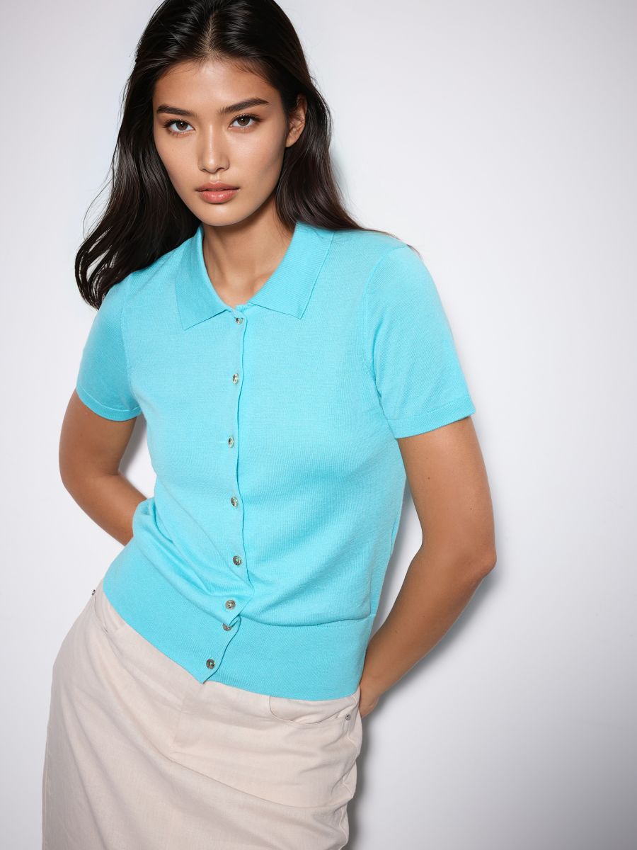 Kardigan z krótkim rękawem Kardigan z krótkim rękawem - niebieski - MOHITO