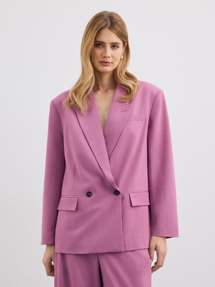 Dwurzędowa marynarka oversize - ciemny fiolet - MOHITO
