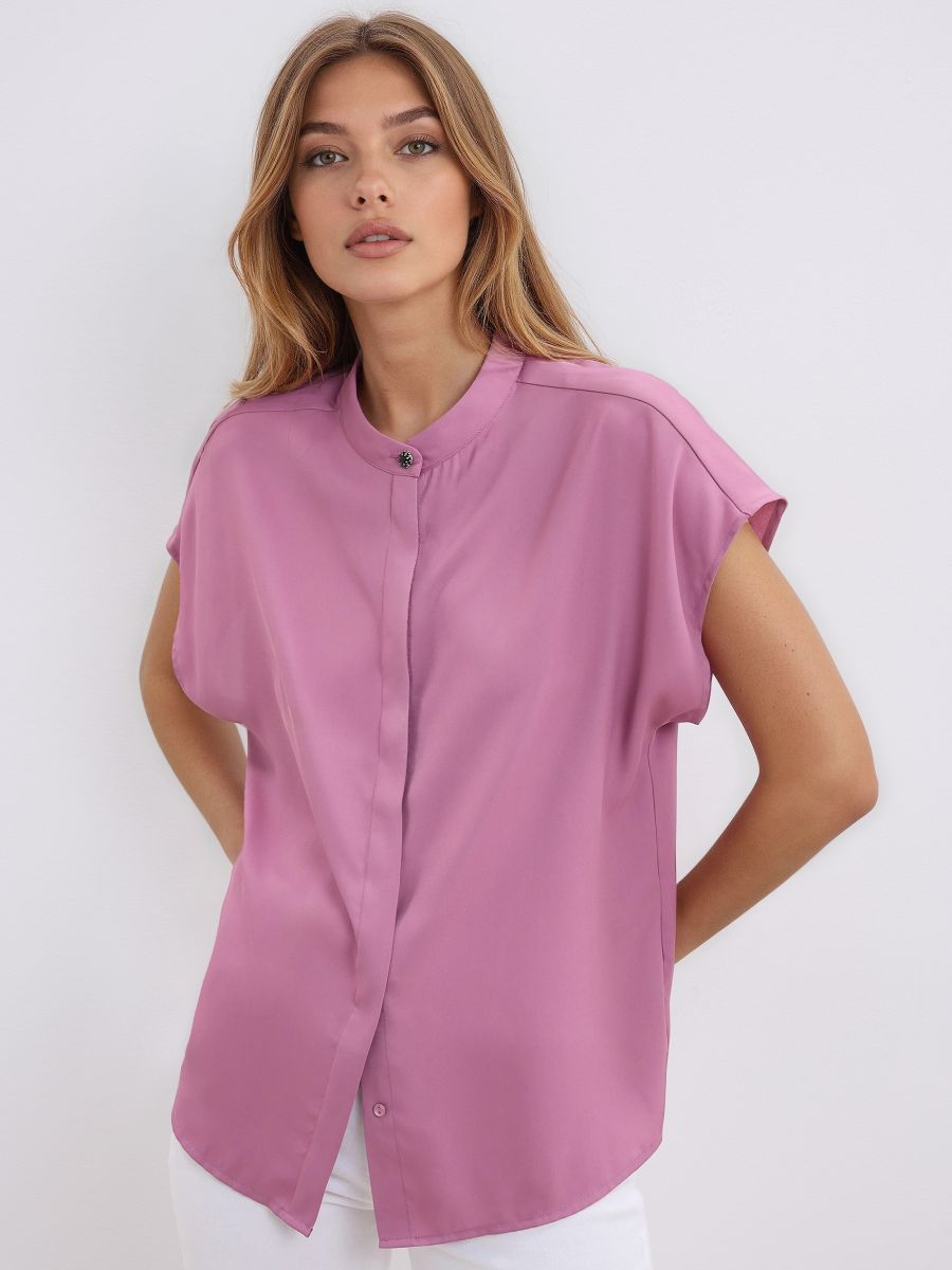 Bluzka ze stójką - fioletowy - MOHITO