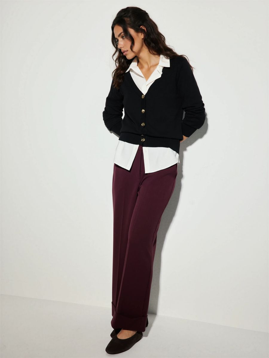 Spodnie z paskiem - mahoń - MOHITO