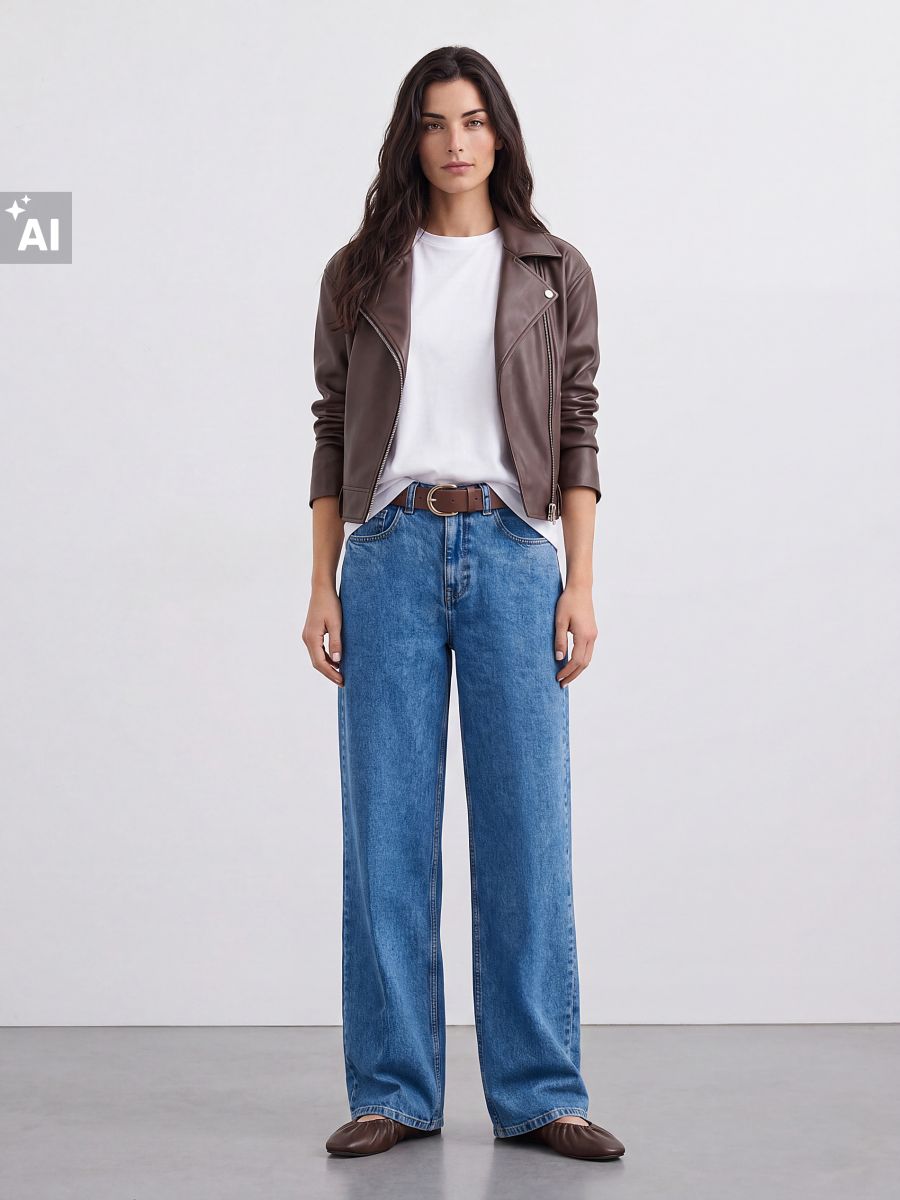 Jeansy wide leg z paskiem petite Jeansy wide leg z paskiem petite - niebieski - MOHITO