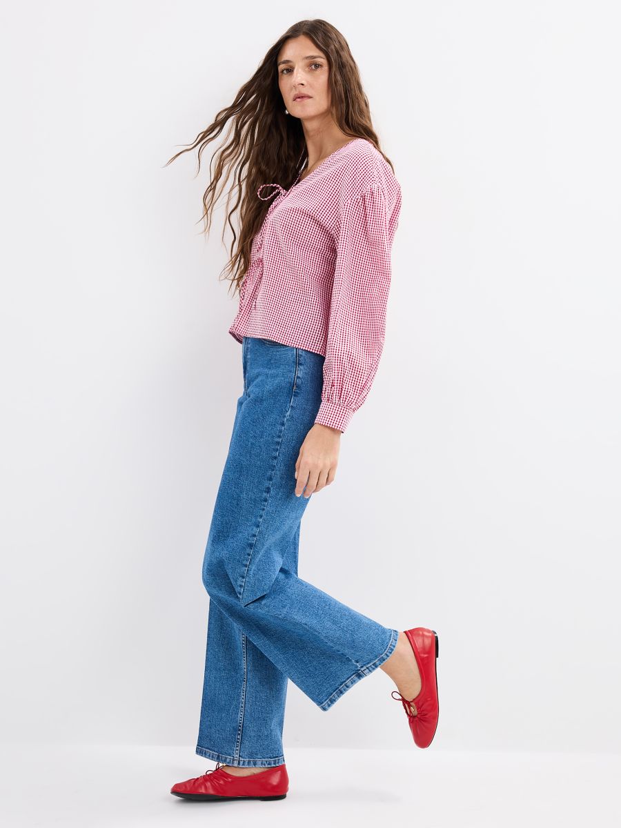 Blugi wide leg - Albastru - MOHITO