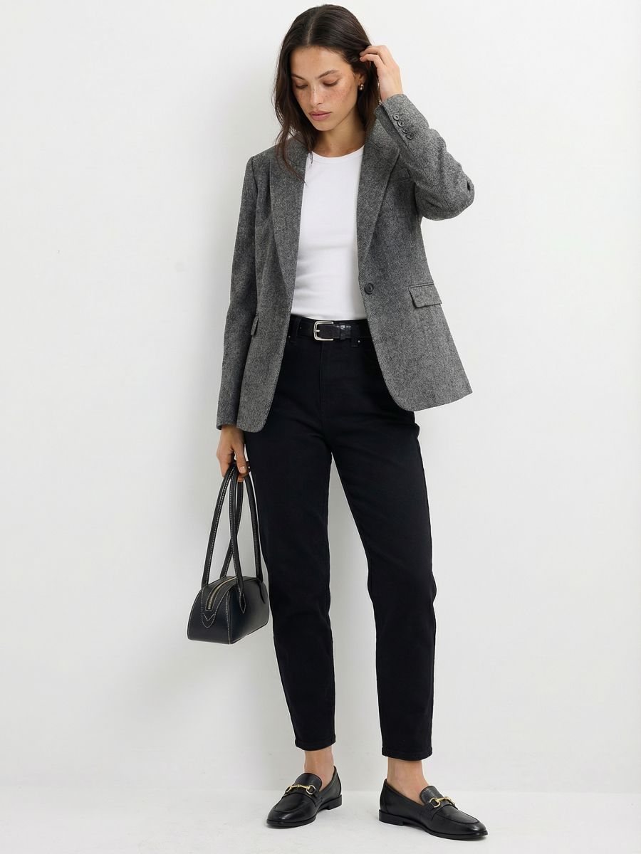 Jeansy mom slim petite - czarny - MOHITO