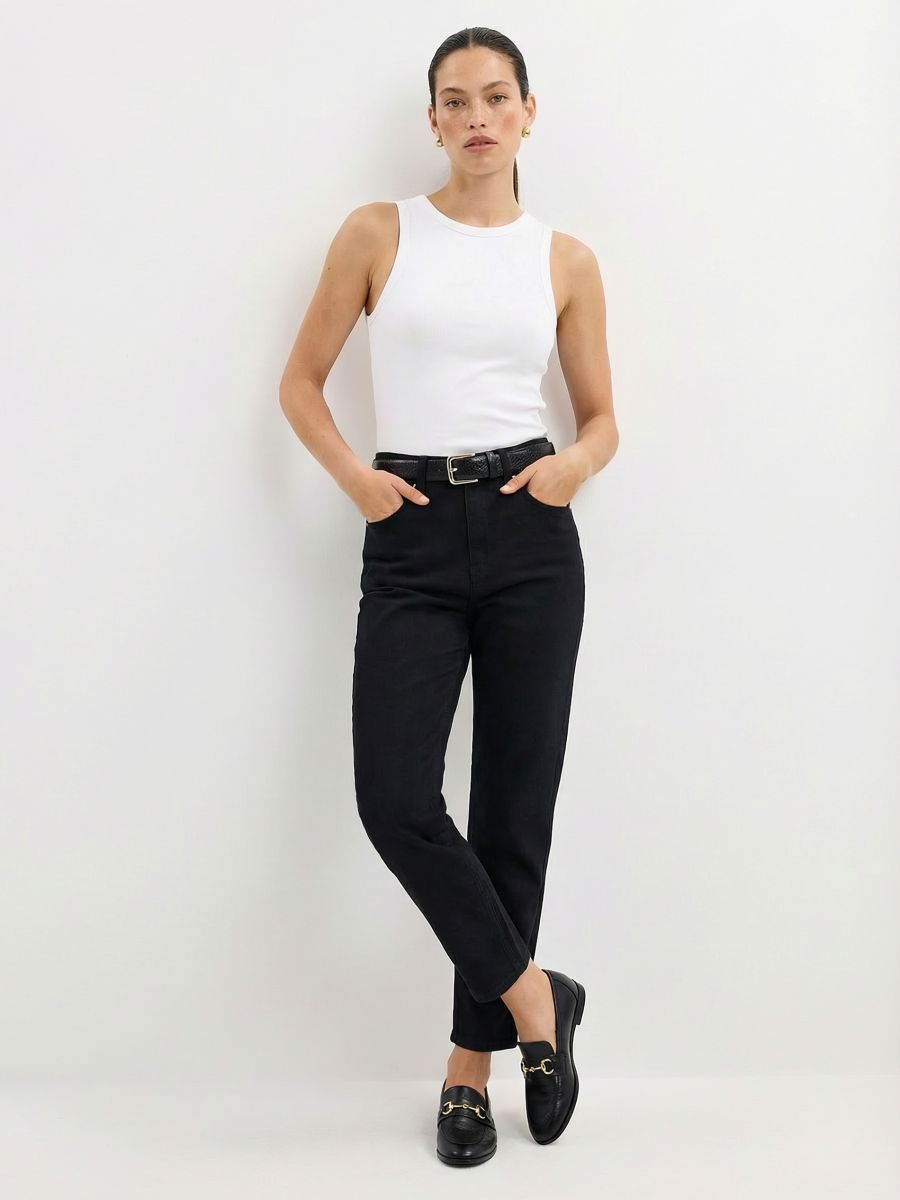 Jeansy mom slim petite - czarny - MOHITO