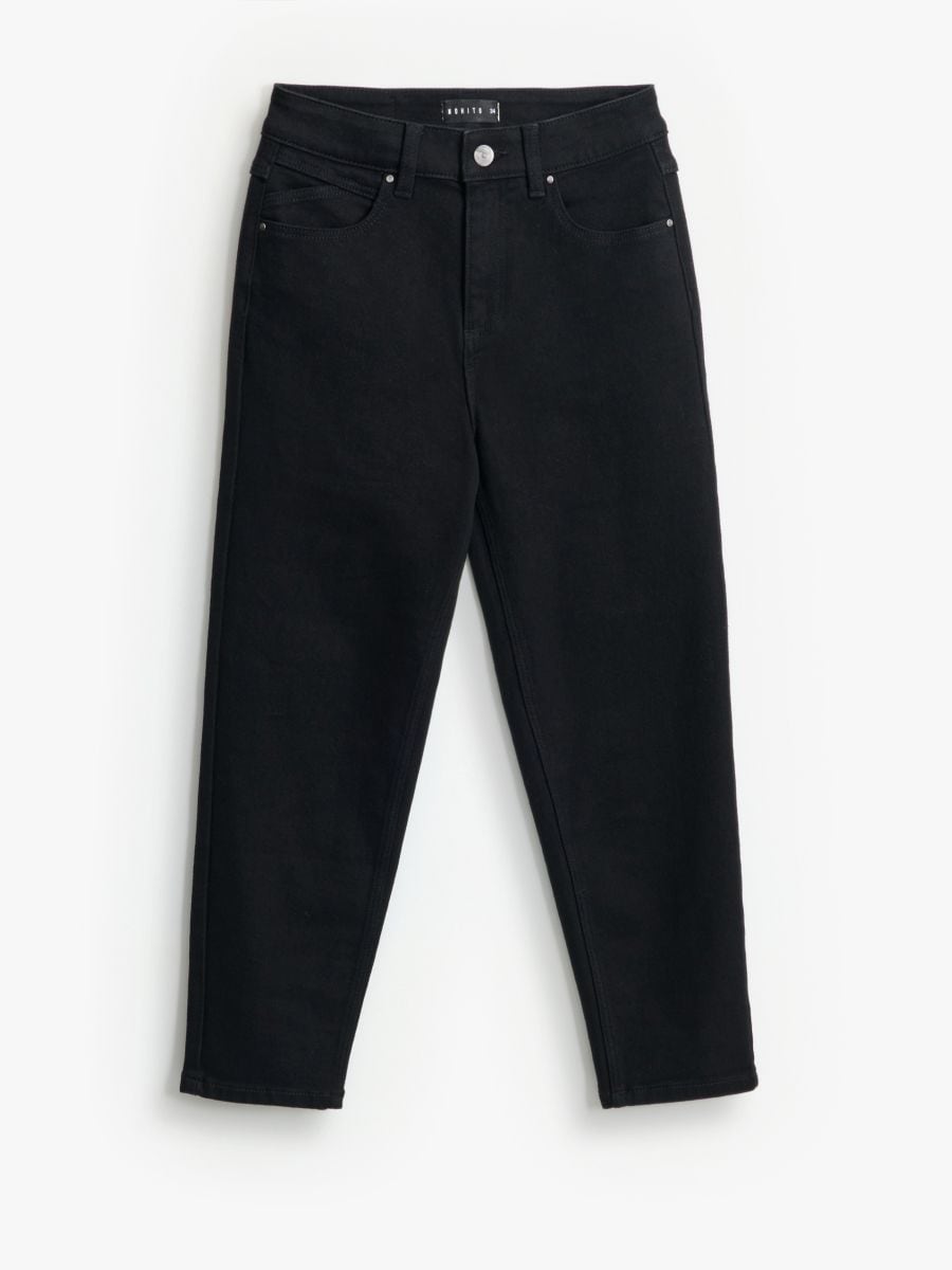 Jeansy mom slim petite - czarny - MOHITO