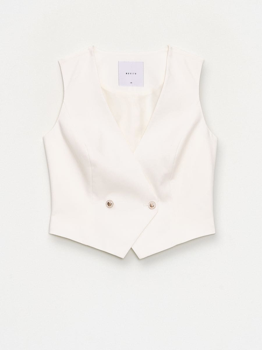 Kamizelka Kamizelka - kremowy - MOHITO