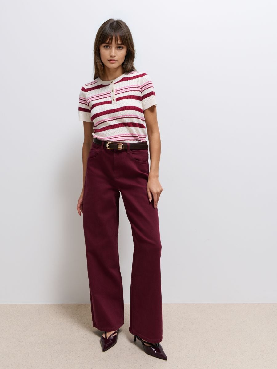 Jeansy wide leg Jeansy wide leg - mahoń - MOHITO