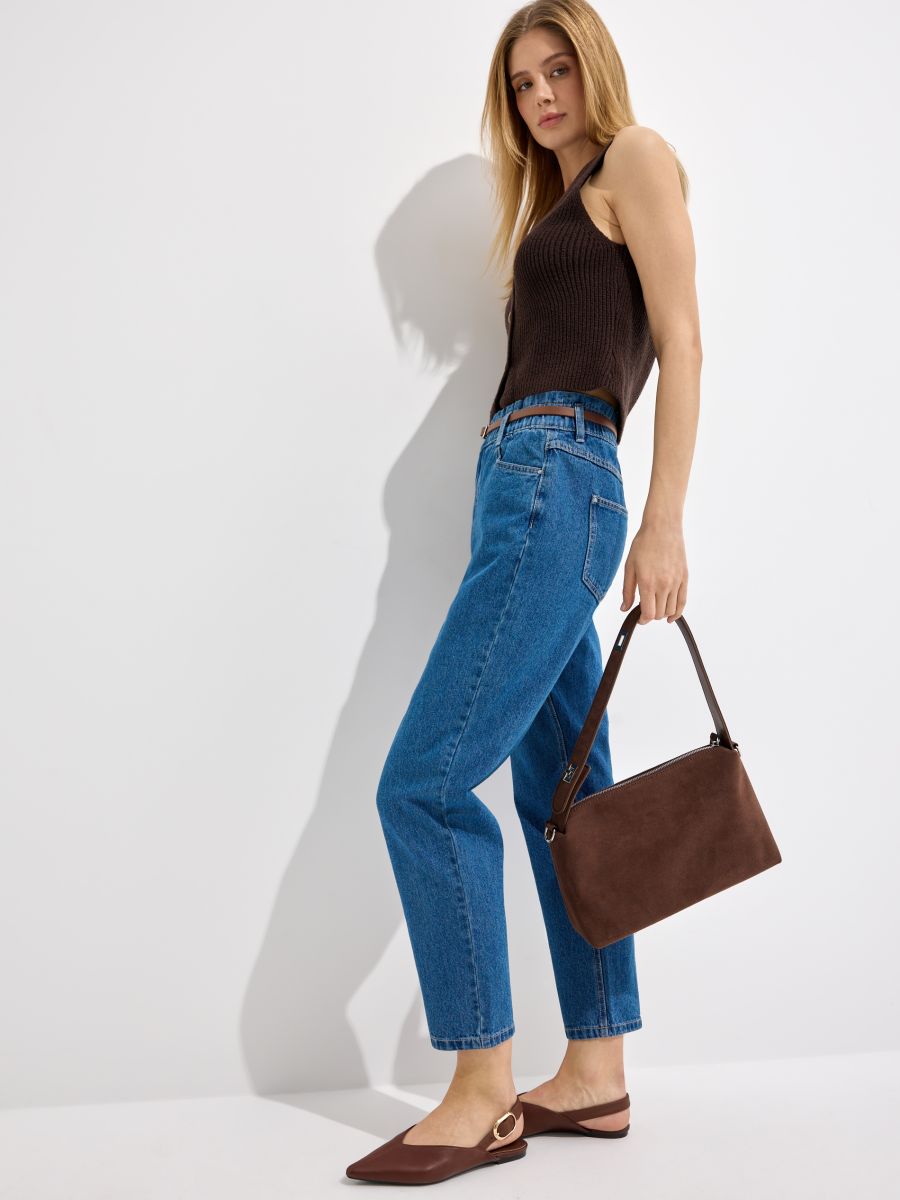 Blugi paperbag - Albastru - MOHITO